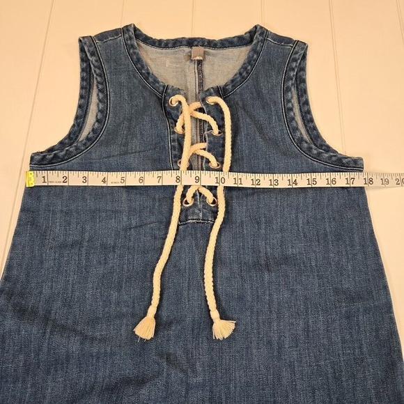 NWOT Aerie Size S Drop Hem Chambray Dress‎ Rope Tie Boho Beach Coastal - Picture 7 of 9